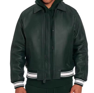 Fabricant OEM, veste de baseball varsity de haute qualité pour hommes, pour broderie personnalisée, manches en cuir - Product Image 1