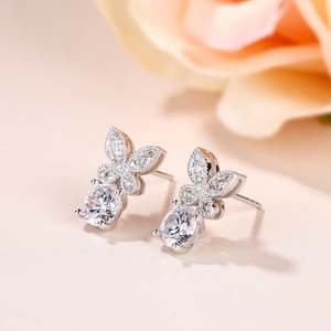 Boucles d'oreilles pendantes Jeulia Butterfly en argent sterling à coupe ronde - Product Image 5