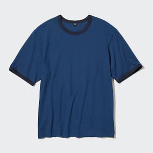 Jersey algodón 100% AIRism manga corta Ringer Camisetas cuello redondo Casual básico Tops camiseta de gran tamaño camisetas para hombres - Product Image 3