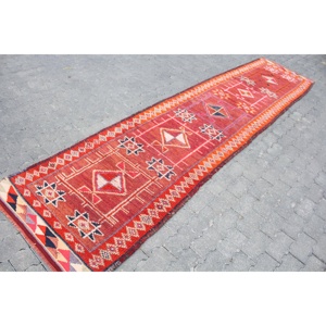 พรมขนาด 2.7x12.2 ฟุต, พรมแบบ Runner สไตล์ตุรกี, พรมลายจุดสีแดง Herki - Product Image 3