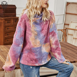 Vêtements décontractés d'hiver à capuche, tie-dye, 100% coton molletonné, sweat à capuche personnalisé de haute qualité avec poche pour femmes - Product Image 2