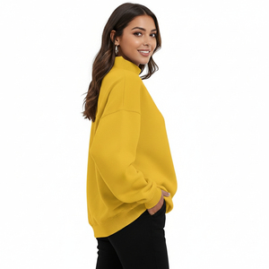 Suéter Holgado de Cuello Alto para Mujer, Tejido de Punto, con Logotipo Frontal, Cálido, Transpirable, Ajuste Cómodo y Relajado para Invierno - Product Image 2