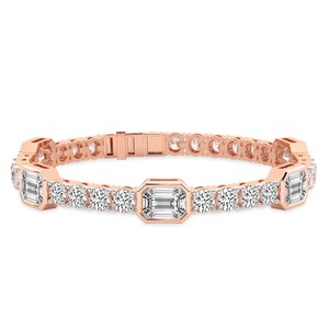 Bracelet tennis en or massif 14K avec diamants de laboratoire ronds émeraude polis, 3 carats, couleur F-G, clarté VS, 73 diamants, coupe mixte élégante - Product Image 3