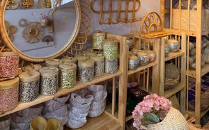 Jars en bambou ronds/carrés élégants de différentes couleurs avec incrustation de nacre - Contenants de cuisine polyvalents et décoration d'intérieur - Product Image 4