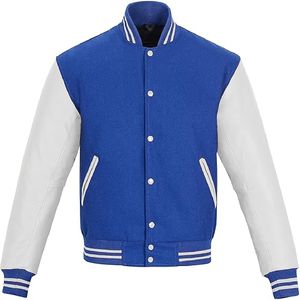 Veste de baseball universitaire pour hommes de taille plus en gros manteau universitaire brodé de logo personnalisé conception enduite de position de logo avant pour homme - Product Image 1