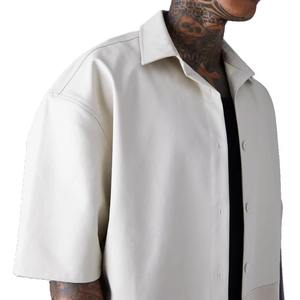 เสื้อเชิ๊ตหนังผู้ชายเสื้อเชิ๊ตหนังระบายอากาศได้ดีดีไซน์ล่าสุด - Product Image 4