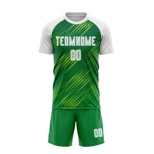 เสื้อเจอร์ซีย์ฟุตบอล/ชุดยูนิฟอร์มคุณภาพสูงสำหรับฝึกซ้อมฟุตบอลเยาวชนเสื้อฟุตบอลสีเขียวและสีขาวขายส่ง - Product Image 1