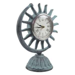 Horloge de bureau élégante et moderne à l'aspect classique en métal avec base en bois pour le bureau à domicile, l'école, l'horloge de table - Product Image 5