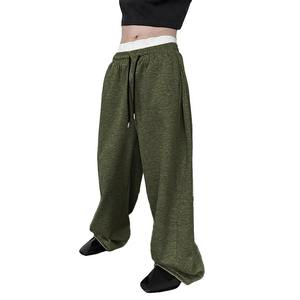 Pantalones Deportivos Anchos para Hombre, Estilo Urbano, Holgados, Grises, de Cintura Alta con Cordón, Casuales, Joggers - Product Image 3