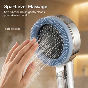 Venta al por mayor directa de fábrica: Accesorios para cabezal de ducha de alta presión, cabezal de ducha con filtro ABS de 4+1 modos y boquillas de masaje de silicona - Product Image 3