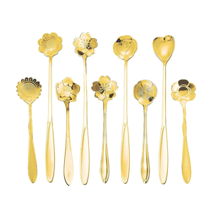 Cuchara de latón Lavavajillas Disponible Comida occidental Estudiante Postre Cuchara redonda para diseño de flores PCs gran oferta - Product Image 4