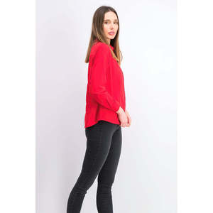 Camicia Lunga in Velluto a Coste da Donna Charter Club, Rossa a Quadri Floreali, con Bottoni, Stile Semplice, Taglie dalla P a XL, Ideale per l'Ufficio - Product Image 3