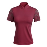 Chemise de polo équestre pour femmes, manches courtes, dentelle chic, respirante, matière néoprène de haute qualité, sous-vêtements pour l'équitation