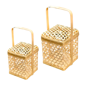 Cesta de regalo de bambú de mimbre hecha a mano con asa caja de regalo cesta para bodas festivales decoración del hogar cesta de flores - Product Image 1