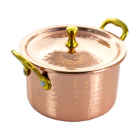 Casserole en cuivre Design rond martelé poignée en laiton et couvercle en cuivre Casserole en cuivre à prix bon marché