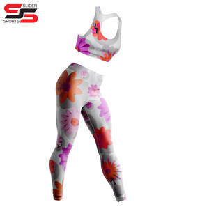 Nuevo estilo para mujer, Sujetador deportivo con estampado de sublimación, conjunto de pantalones cortos, gimnasio, Fitness, correr, Yoga, conjuntos de dos piezas, algodón, poliéster, adultos - Product Image 3