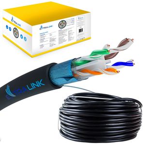 สายเคเบิลเครือข่ายแบบคู่บิดเกลียวชนิดมีเจลสำหรับภายนอกอาคาร Extralink CAT6 FTP (F/UTP) ความยาว 305 เมตร - Product Image 1
