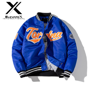 ELEVATEX INTERNATIONAL <b>Men's</b> Orange Canvas Varsity <b>Jacket</b> Stand Windproof Breathable Winter <b>Baseball</b> Coat Featuring Toronto - Product Image 3