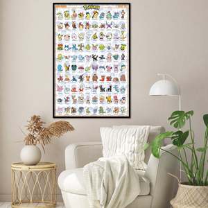 Modern Style Pokmon Leader Region <b>Poster</b> (#152-251) Black <b>Frame</b> Paper Wall Decor - Product Image 1