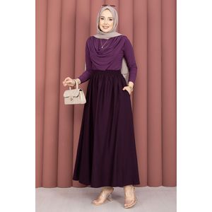 Comfortable Plum Pencil <b>Skirt</b> <b>Elastic</b> Waist Pocket Details Breathable Spandex Denim for Office Ladies for Spring Summer Fall - Product Image 5