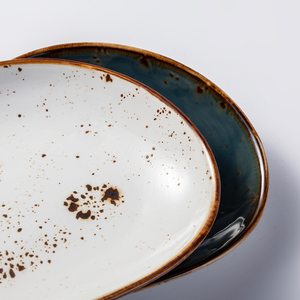 Nouvelles assiettes en céramique <span class=keywords><strong>de</strong></span> forme irrégulière, résistantes à la chaleur, en <span class=keywords><strong>porcelaine</strong></span> marron marbrée nordique, pour salade, sashimi, vaisselle thaïlandaise - Product Image 3