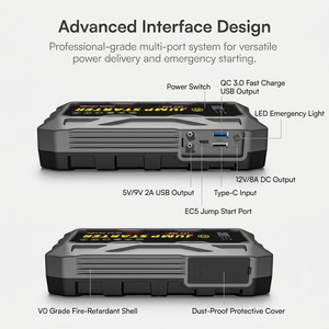 Démarreur de <span class=keywords><strong>voiture</strong></span> 3000A 12V, booster de <span class=keywords><strong>batterie</strong></span> portable, chargeur rapide QC3.0, lumière LED pour tous les moteurs <span class=keywords><strong>essence</strong></span> et <span class=keywords><strong>diesel</strong></span>, universel - Product Image 6