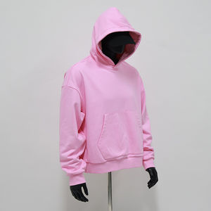 HSI OEM Sweat-shirts unis personnalisés sans cordon, coupe régulière, 100% coton, lourd, sweat-shirt à capuche d'automne pour hommes, rose bonbon - Product Image 2