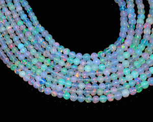 Perles rondes lisses en opale d'Éthiopie AAA+ de 3 mm à 6 mm, opale de feu Welo d'Éthiopie naturelle, pierre précieuse, perles en vrac pour la création de bijoux - Product Image 6