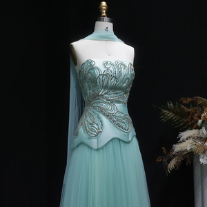 <span class=keywords><strong>Robe</strong></span> <span class=keywords><strong>de</strong></span> soirée élégante Jancember LSZ413 bleu <span class=keywords><strong>Tiffany</strong></span>, sans bretelles, coupe trapèze, en tulle, pour femmes - Product Image 5