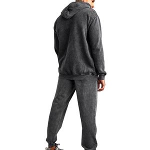 Best-seller Sweats à capuche délavés à l'acide avec ensemble de jogging pour hommes survêtements d'hiver sans cordon de serrage - Product Image 5