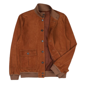 Dernier modèle de veste en cuir suédé marron pour homme, design vintage personnalisé, fermeture éclair sur le devant, logo ODM, hiver - Product Image 3