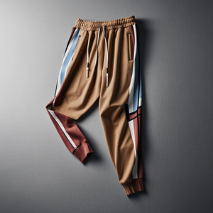 Pantalon de jogging athlétique taille haute en toile épaisse pour homme Pantalon de survêtement taille élastique avec poches latérales - Product Image 6