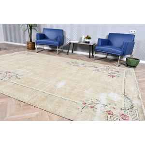 Alfombra Turca Vintage de 6.7x10 pies (204x306 cm), Alfombra de Lana Beige - Product Image 3