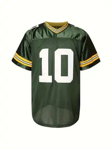 Camiseta de fútbol americano personalizada holgada transpirable de secado rápido de tela de manga corta impresa de talla grande para entrenamiento deportivo en equipo - Product Image 5