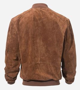 Veste en cuir de daim de haute qualité pour hommes, coupe ajustée, multi-poches, style bombardier personnalisé avec logo personnalisé, mode hivernale - Product Image 2