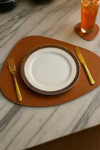 Top Selling Leather Mats and Pads Brown Color and Top Quality Factory Support Customized Size <b>square</b> Leather Table Ware - Product Image 3