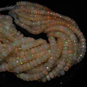 Perle d'opale éthiopienne en forme de rondelle à facettes multi feu 4-6MM environ grossiste fournitures nouveauté pierre naturelle - Product Image 1