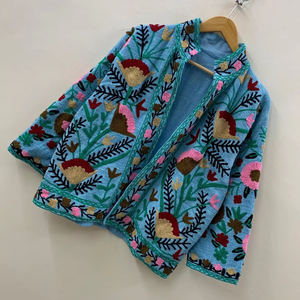 TNT เสื้อแจ็กเก็ตปักลายด้วยมือสำหรับผู้หญิงเสื้อแจ็กเก็ตปักลายดอกไม้ suzani - Product Image 1