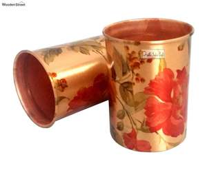 handmade <b>copper</b> printed <b>glass</b> for kitchen and dining use traditional indian <b>copper</b> printed <b>glass</b> for daily drinking low price - Product Image 6
