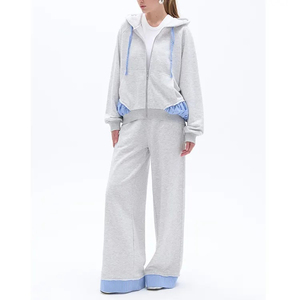 Haute qualité usine 2 pièces cordon ensemble surdimensionné à glissière coton Polyester matériel femmes séchage rapide respirant survêtement ensemble - Product Image 6