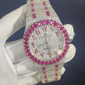 Montre mécanique unisexe en acier inoxydable avec moissanite glacée, mouvement MIYOTA, cadran en verre analogique, style hip-hop, antique, haute qualité - Product Image 1