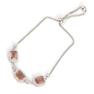 925 Sterling <b>Silver</b> Triple Halo Braid <b>Bracelet</b> with Rectangular Zultanite Stone Chic Crystal <b>Bangles</b> - Product Image 1