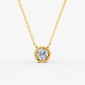 Pendentif solitaire rond serti d'un diamant de laboratoire de 0,85 carat, qualité EF-VVS2, en or massif 14 carats, idéal pour un usage quotidien ou comme cadeau. - Product Image 2