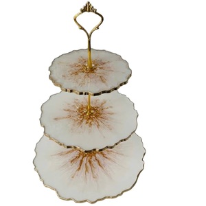 Luxe anniversaire fête de mariage décor gâteau support de service assiette en bois forme ronde gâteau à la main décoration métal gâteau support - Product Image 5