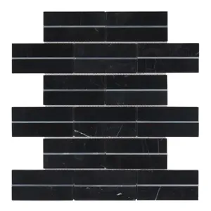 Marquina หินอ่อนสีเทากันน้ำสีดำสำหรับใช้ในครัวหินสีดำกับโลหะเงินฝังขัดพื้นผิว honed สำหรับการใช้งานภายนอก - Product Image 1