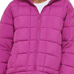 Chaqueta acolchada estampada de moda para mujer, cómoda y transpirable con bolsillo con cremallera sólida, manga corta y larga para invierno - Product Image 4