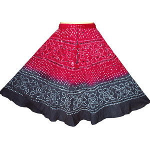 Faldas de algodón Bandhani de alta calidad, varios estilos, de talla grande, informales, antiestáticas, nueva cintura larga Natural para adultos, primavera y verano - Product Image 4