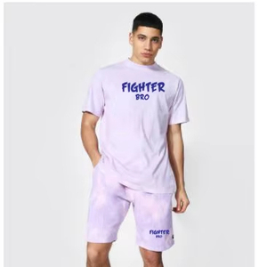 Camisetas Conjuntos de pantalones cortos Logotipo personalizado 100% algodón Camiseta de peso pesado Boxy Fit Conjunto de pantalones cortos para hombre - Product Image 1