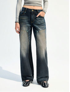 Nouveautés Vêtements de rue pour femmes Pantalon en denim à jambe large Jeans baggy taille basse pour femmes - Product Image 4