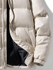 Men's Custom High Quality Puffer <b>Jacket</b> <b>Waterproof</b> Softshell Fabric Stand <b>Winter</b> Casual Bomber <b>Jacket</b> Solid Color Adult Size - Product Image 5